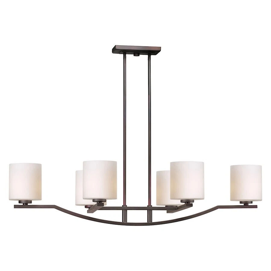 Forte Lighting Page 6 Light Linear Chandelier, Bronze/Satin Opal - 2739-06-32 - Image 1 of 1
