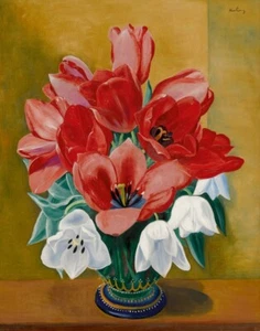Moise Kisling Vase Of Tulips Canvas Print 16 x 20 - Picture 1 of 4