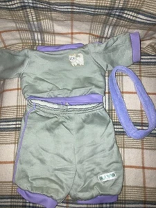 Vintage Cabbage Patch Kids/Doll Clothes - Gray/Purple Cat Sweatsuit (131) - Picture 1 of 3