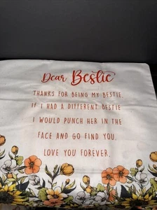 Beste Freundin Kissenbezug 18 x 18 Blumenmuster - Bild 1 von 3