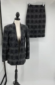 Falda Traje Banana Republic Mezcla Lana Gris Lápiz Negro Top Talla 4, Falda Talla 2 - Imagen 1 de 16