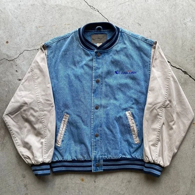 1990s Vintage Port Authority Denim Bomber Jean Jacket Rail Link Size M - Image 1 of 4