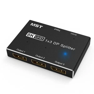 Displayport 8K 1X3 DP Splitter 8K60Hz 4K120Hzz MST Hub Multi Monitor Sp4394 - Photo 1/8