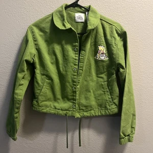 Green Official Disney Winnie The Pooh Cropped Denim Jacket Size XS - Picture 1 of 7