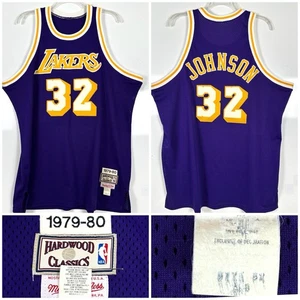 Maglia 100% autentica Magic Johnson Mitchell & Ness 79-80 LA Lakers 52 MADE IN USA - Foto 1 di 12