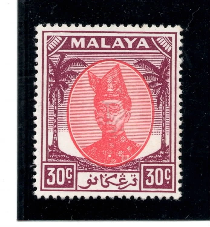 TRENGGANU - SG. 81:1955 "30 céntimos escarlata y púrpura". Foto 1 de 1