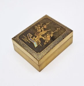 EDLE JAPANISCHE GOLDLACK & ABALONE INTARSIEN SCHATULLE 19. Jahrhundert BLUMEN & BAUM - Bild 1 von 7