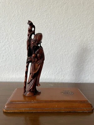 Antique Chinese Boxwood Carved Immortal Figure - Image 1 of 4