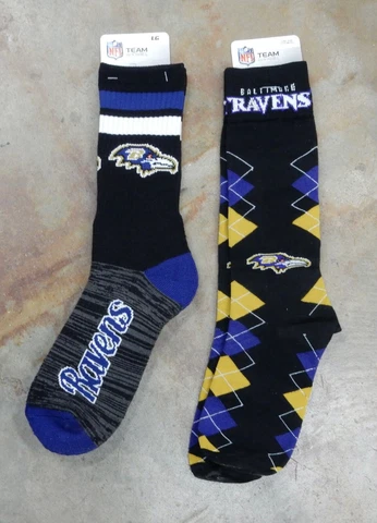 2 Pack NFL Baltimore Ravens Gift Set OSFM Socks Retro Deuce LG Dress Fan Nation Cover