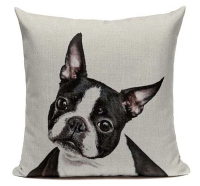 Boston Terrier B1 Cushion Pillow Cover Cartoon Pet French Bulldog Handmade Case  - Image 1 of 4