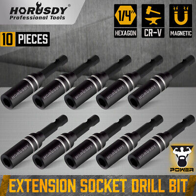 10Pc Magnetic Extension Socket Drill Bit Holder Screwdriver 1/4  Hex Shank Quick • 6.99£