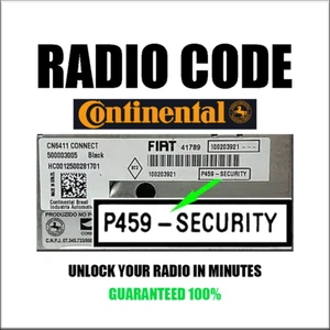 CONTINENTAL VP1 VP2 RADIO CODE A BRAZIL MODELS SECURITY PINCODE SERVICE - Picture 1 of 7