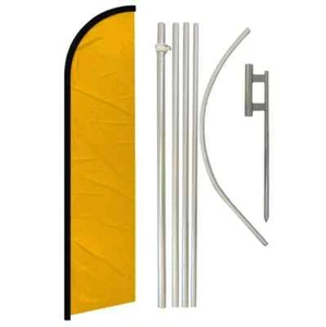 Gold Solid Color Windless Advertising Banner Flag & Pole Kit - Picture 1 of 9