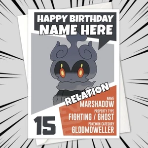 Personalised MARSHADOW POKEMON Birthday Card • personalized ghost pokémon anime - Picture 1 of 2