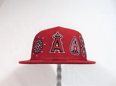 New Era Los Angeles Angels Paisley Elements Bandana 59FIFTY Hat Sz 7 3/4 RARE - Image 1 of 4