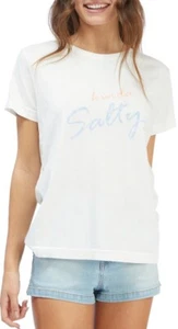 Roxy Women's Salty Script Oversized Relaxed Loose Fit Tee T-Shirt - Picture 1 of 3