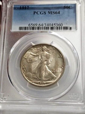 1917 Walking Liberty 50c Silver Half Dollar PCGS MS 64 PCGS Certified 34045360 - Image 1 of 2