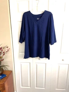Women's Denim & Co. Essential 3/4 Sleeve V-Neck Tunic 3X - Picture 1 of 5