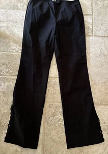 INC Stretch Black Pants Sz 8 Slit At Bottom Detailed In Lace. Side Zipper $129 - Picture 1 of 5