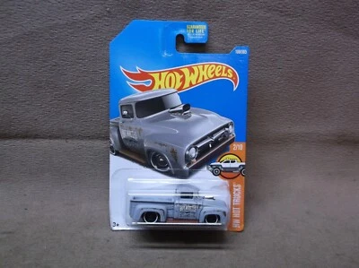 HOT WHEELS GREY 2017 #108 CUSTOM 56 FORD TRUCK F-100 HOT ROD SPEED SHOP RACER - Image 1 of 3