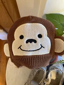 0-12 Months Baby Beanie with Adorable Monkey Floppy Ears Brown and Tan - Picture 1 of 5