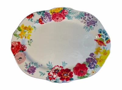 Plato de servir de gres Pioneer Woman “Garden Meadows” ¡MUY RARO! QVC Foto 1 de 4