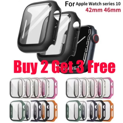 For Apple Watch Case Cover Screen Protector Tempered Glass Series 10 42mm 46mm