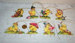 8~Easter~Vintage~Victorian~Chicks~Fussy Cut~Linen Cardstock~Gift~Hang~Tags - Picture 1 of 1