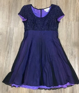 Vintage Bieff Basix 100% Seide lila transparent Perlen Pailletten Kleid 6 Babydoll 90’s - Bild 1 von 19