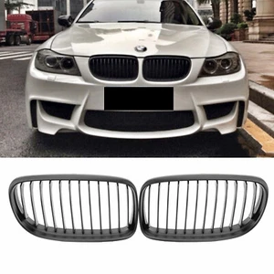 Parrilla de riñón para BMW Serie 3 E90 E91 Limo Touring desde 2008 NEGRO MATE puente individual - Imagen 1 de 4