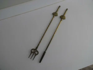Vintage Brass Toasting Fork & Poker-Lands End -20.5" long- wall hanging - Picture 1 of 4