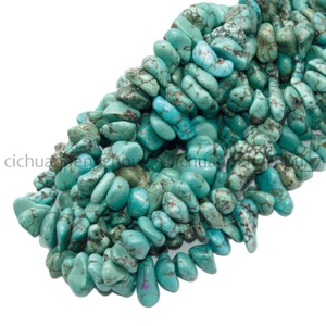 8-16mm Natural Gemstone Green Turquoise Irregular Chip Loose Beads 15'' Strand - Picture 1 of 3