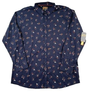 Johnny Bigg Mens Bernie Floral Shirt Long Sleeve Blue Button Up Size 4XLT New - Picture 1 of 12
