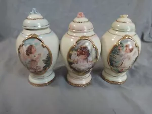 Juego 3 Tarros de Especias A Touch of Heaven Porcelana Edición Bradford Angel Box #39451 - Imagen 1 de 6