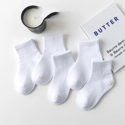 5 Pairs Children's White Socks Boys' and Girls' Sports Socks White Socks - Image 1 of 4