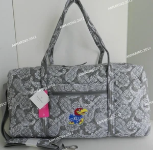 Bolso de Lona de Viaje Colegial Vera Bradley Gris Wh Bandana Universidad de Kansas - Imagen 1 de 11