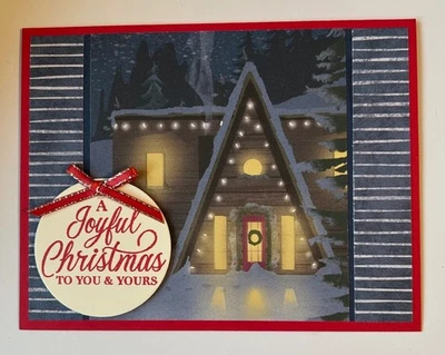 KIT DE TARJETAS DE FELICITACIÓN DE Navidad ~x4 +Env~ Estampación de cabaña para usted y los suyos Foto 1 de 2