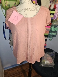 Lauren Conrad Bluse Rosa Mauve Größe Xxlarge Schweizer Punkte Kurzarm - Bild 1 von 12