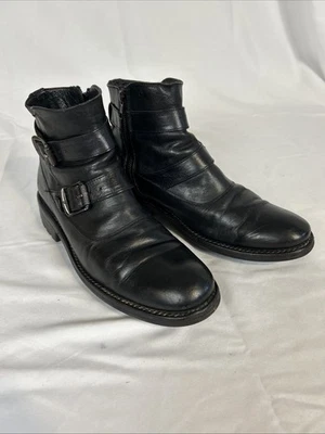 FRYE Stanton Moto Boots 880022 Black  Size 7.5D Lug Sole Inner Zip Biker - Image 1 of 4