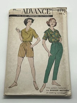Vintage 1959 Advance Sewing Pattern Blouse Top Pants Shorts 8991 18UNCUT - Image 1 of 2