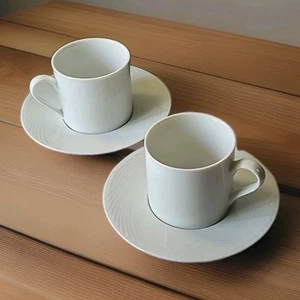 Set 2 DANSK Cup & Saucer Winter White Jack Lenor Larsen - Picture 1 of 7