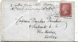KÖNIGIN VICTORIA 1d ROTER SCHOTTISCHER ZIFFERNSTEMPEL ELGIN NACH GLENROTHER 1873 REF 1395 - Bild 1 von 2