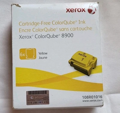 New Sealed Xerox brand ColorQube 8900 ink Yellow 6 Pk #108R01016 cube Free Ship - Image 1 of 4