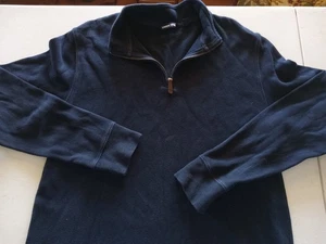Lands End Men's  Quarter Zip Sweater Navy Blue LG 42-44 Pull over - Picture 1 of 12