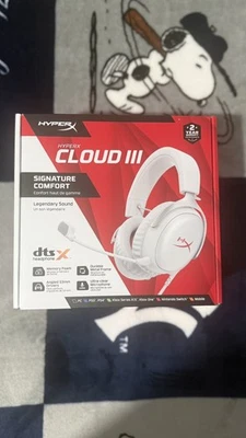 HyperX Cloud III 有线游戏耳机 麦克风,PC/Xbox/PlayStation 4/5/开关,白色 — 第 1/2 张图片