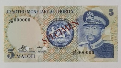 1979 Lesotho 5 Maloti "SPECIMEN" GEM UNC {P-2s} - Image 1 of 4