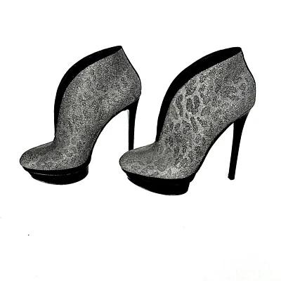 Brian Atwood Fortosa Plataforma Tacones Altos Plata Leopardo Talla 8 Diseño Brillo Foto 1 de 4