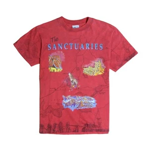 Vintage The Sanctuaries Map T-Shirt Size Medium Red All Over Print AOP 1994 90s - Bild 1 von 3