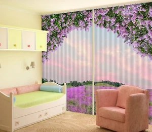 3D Light Purple Flowers ZHUA3009 Photo Curtain Window Blockout Fabric Vera 2023 - Picture 1 of 7
