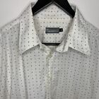 Romani Mens Collared Button Shirt Size Xl Long Sleeve White Patterned